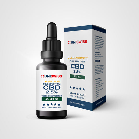 Uni Swiss wateroplosbare CBD full spectrum Golden Drops
