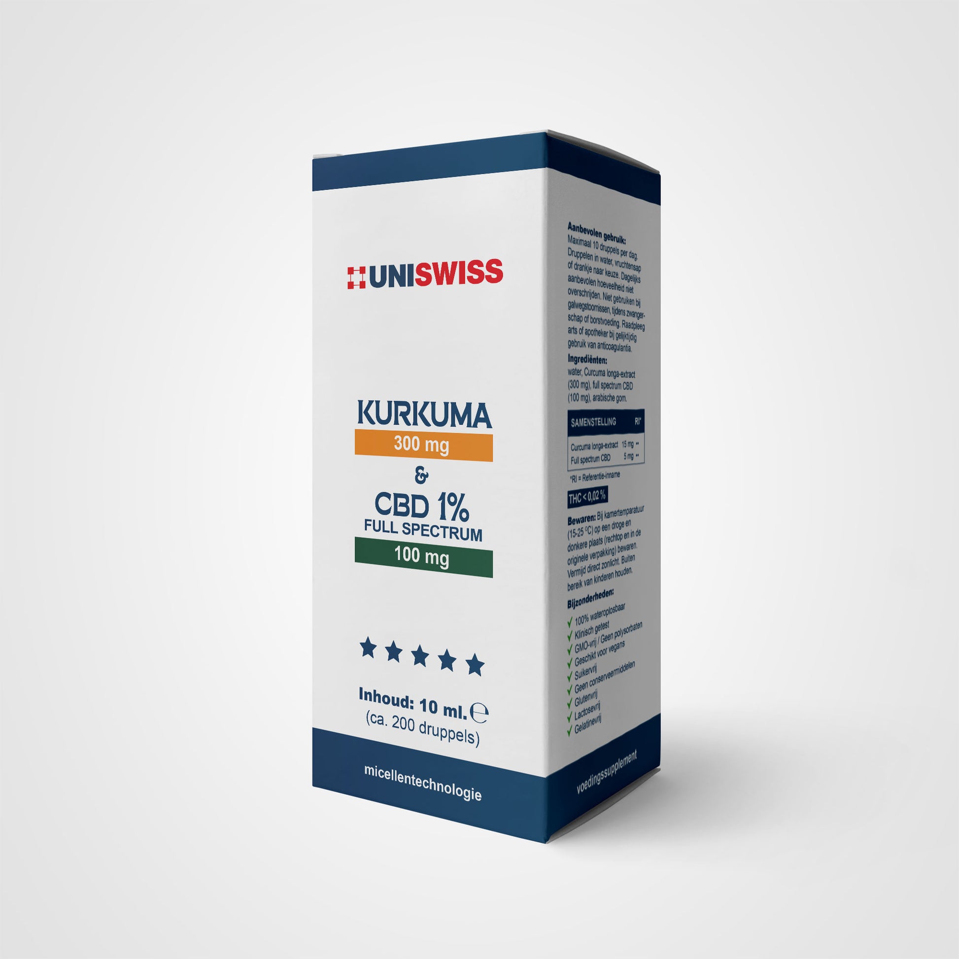 Uni Swiss wateroplosbare Kurkuma & CBD - Full Spectrum