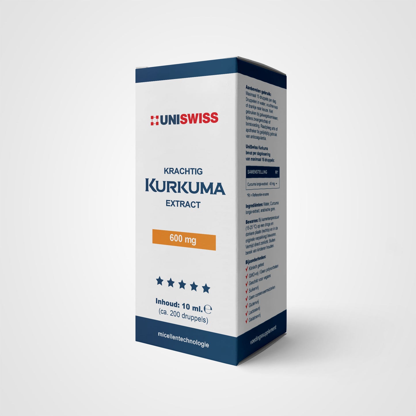 Uni Swiss wateroplosbare kurkuma druppels supplement